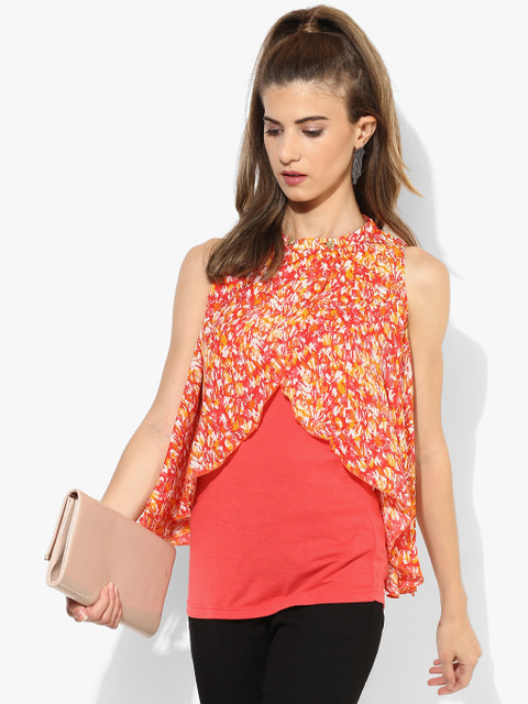 

OPt Women Pink & White Printed Top