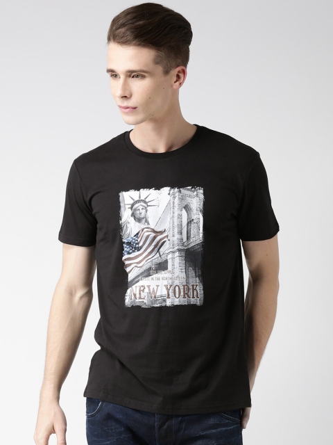 

Metersbonwe Men Black Printed Round Neck T-shirt