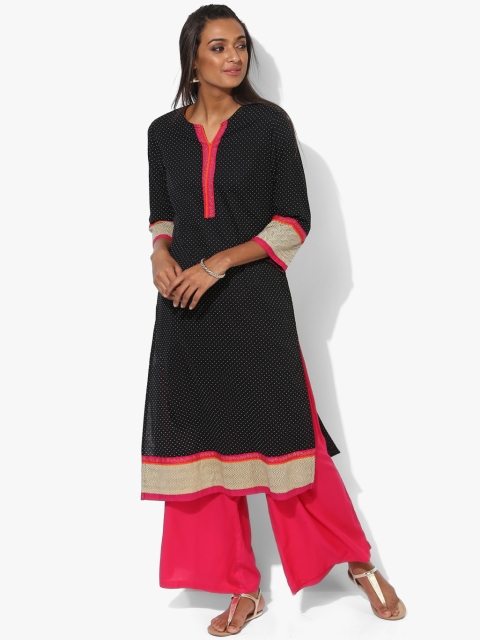 

Sabhyata Women Black Printed A-Line Kurta