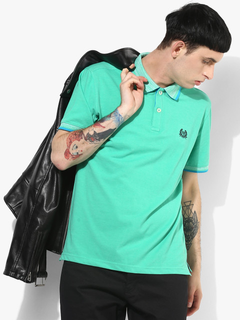 

Turquoise Solid Slim Fit Polo T-Shirt, Turquoise blue