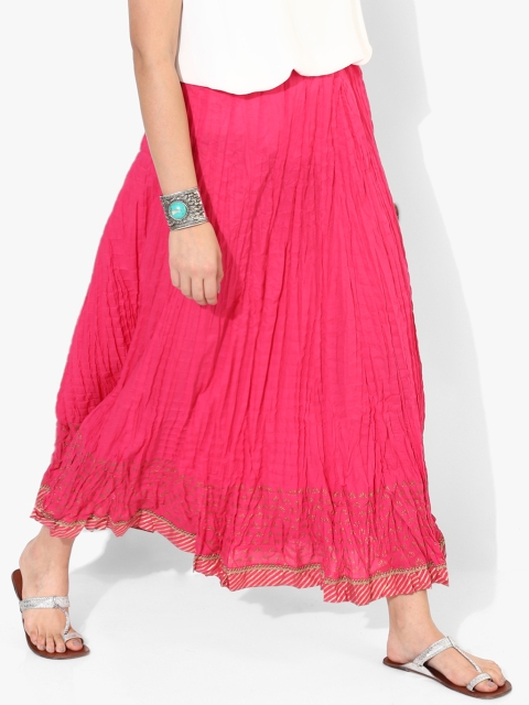 

Pink Printed Flared Skirt