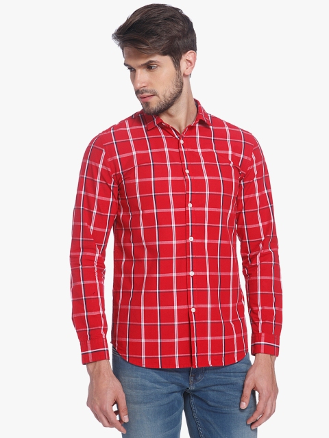 

Red Checked Slim Fit Casual Shirt