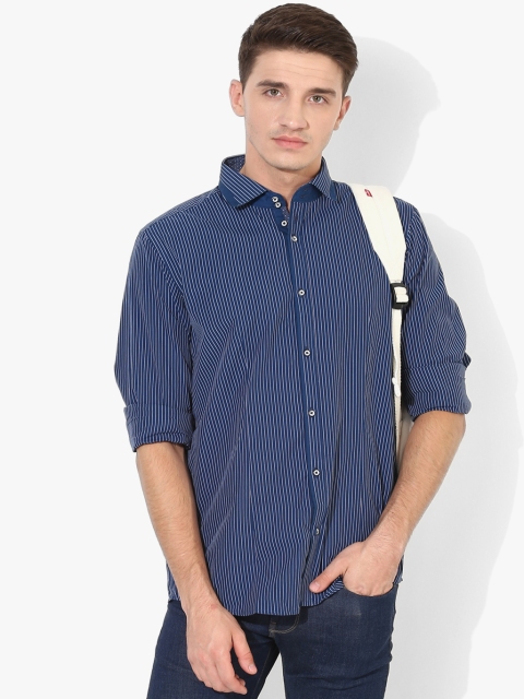 

Blue Striped Regular Fit Casual Shirt