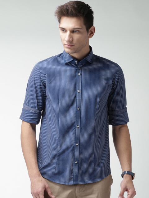 

Blue Striped Regular Fit Casual Shirt
