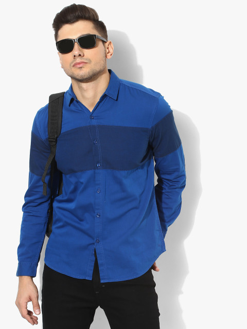 

Blue Solid Slim Fit Casual Shirt