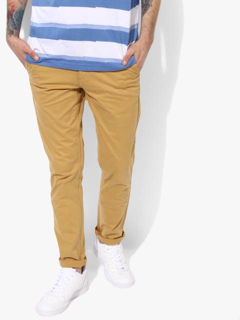 

Khaki Solid Regular Fit Chinos