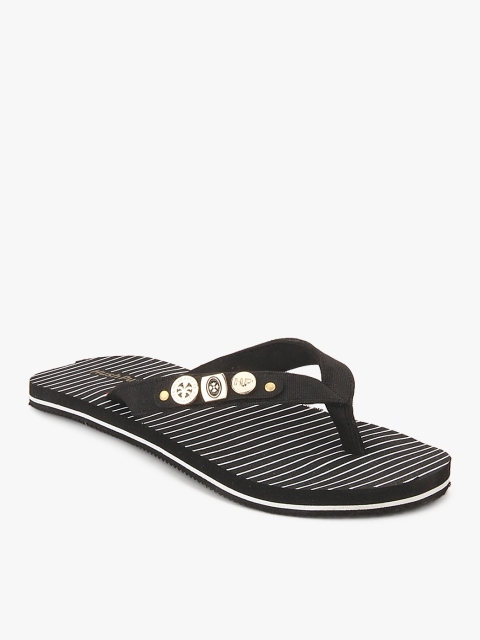 

Hush Puppies Women Black & White Striped Flip Flops
