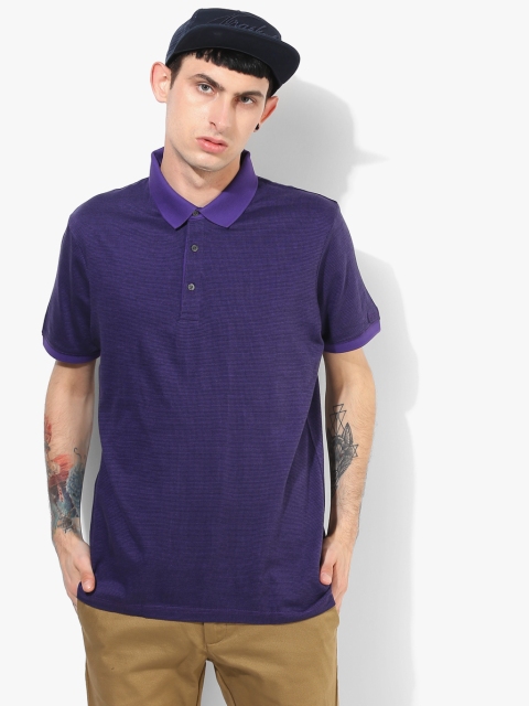 

Purple Textured Slim Fit Polo T-Shirt
