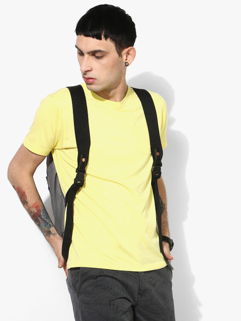 

Yellow Solid Slim Fit Round Neck T-Shirt