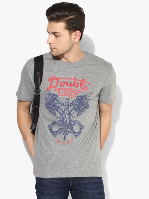 

Celio Men Grey Printed Round Neck T-shirt