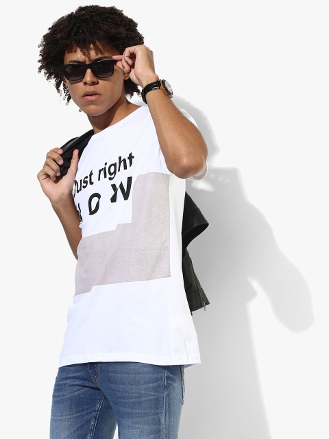 

White Printed Slim Fit Round Neck T-Shirt