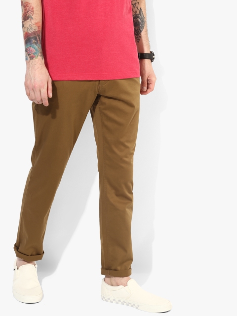 

Khaki Solid Regular Fit Chinos