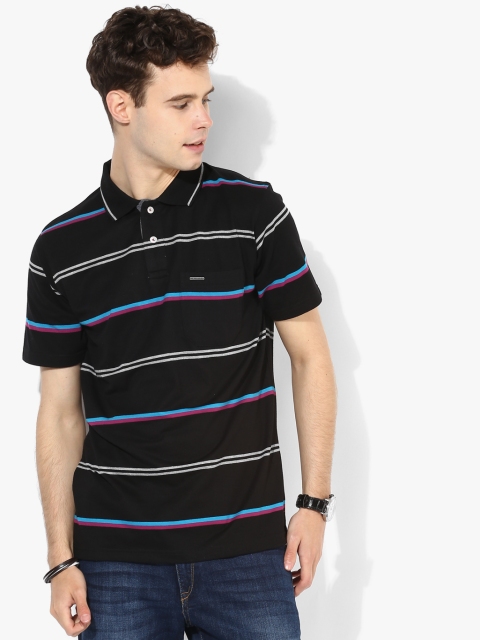 

Proline Men Black Striped Polo Collar T-shirt