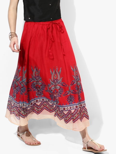 

Red Printed Flared Skirt