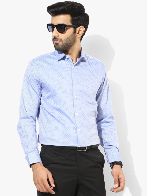 

Blue Printed Slim Fit Formal Shirt