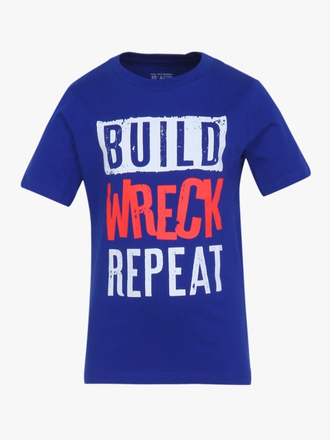 

The Childrens Place Boys Blue Printed Round Neck T-shirt