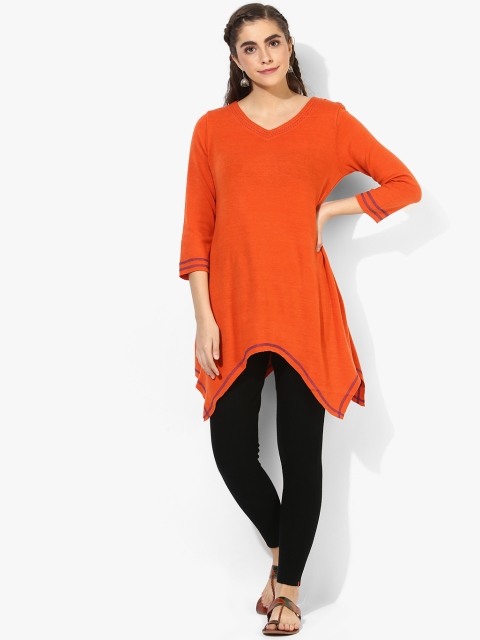 

Global Desi Women Orange Solid Tunic