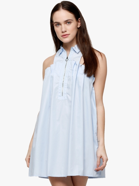

Light Blue Coloured Solid Shift Dress