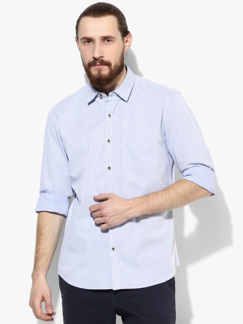 

Light Blue Printed Yarn Dyed Printed Slim Fit Casual Shirt