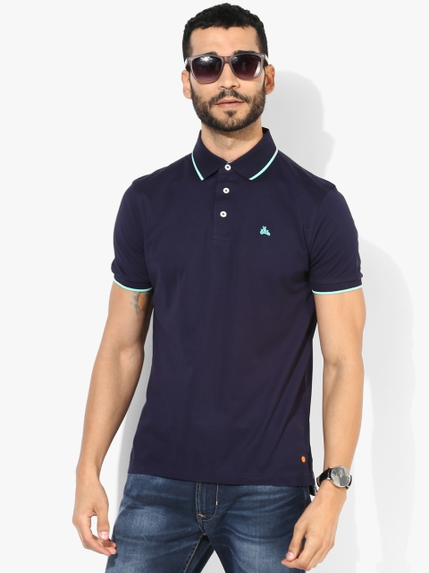 

SIMON CARTER LONDON Men Blue Solid Polo Collar T-shirt