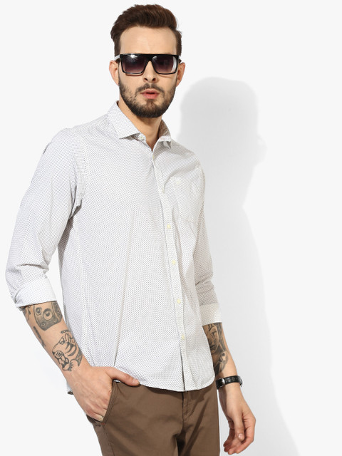 

Off White Printed Slim Fit Casual Shirt