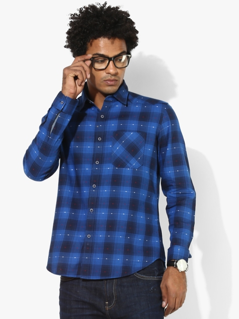 

Blue Checked Slim Fit Casual Shirt