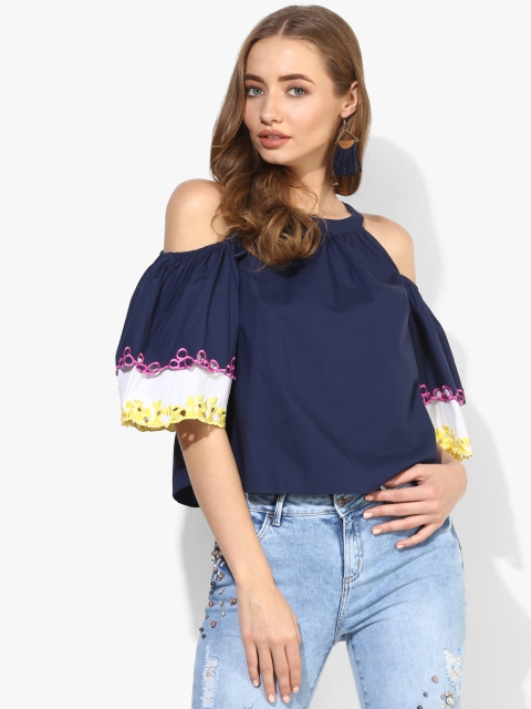 

Navy Blue Self Design Blouse
