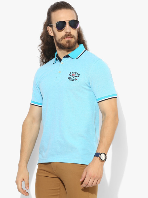 

Green Solid Slim Fit Polo T-Shirt, Blue