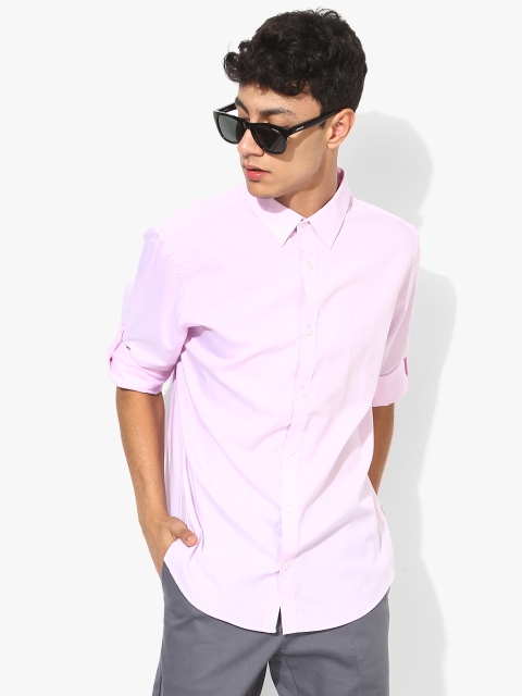Pink Solid Regular Fit Casual Shirt