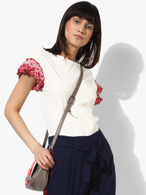 

DOROTHY PERKINS Women Off-White Solid Top