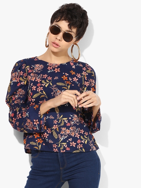 

Navy Blue Printed Blouse