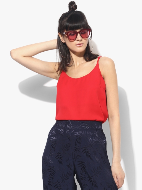 

Red Solid Strappy Top
