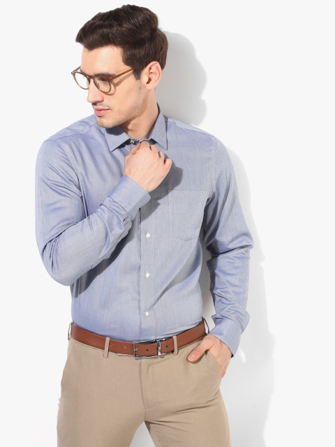 

Blue Self Design Regular Fit Formal Shirt