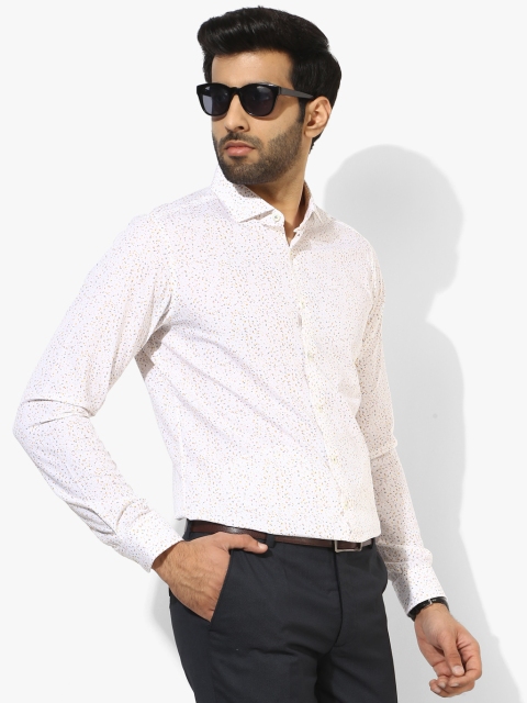 

White Printed Slim Fit Formal Shirt
