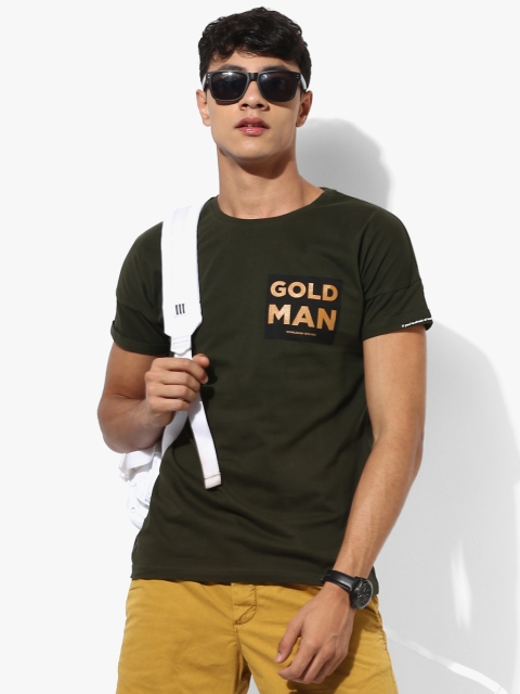 

Olive Printed Slim Fit Round Neck T-Shirt