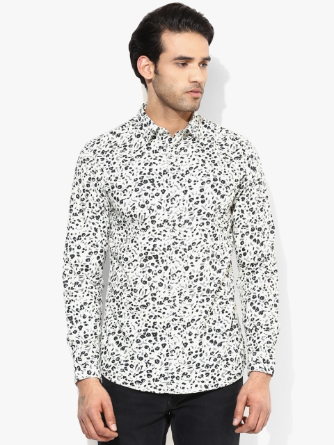 

Off White Printed Slim Fit Casual Shirt