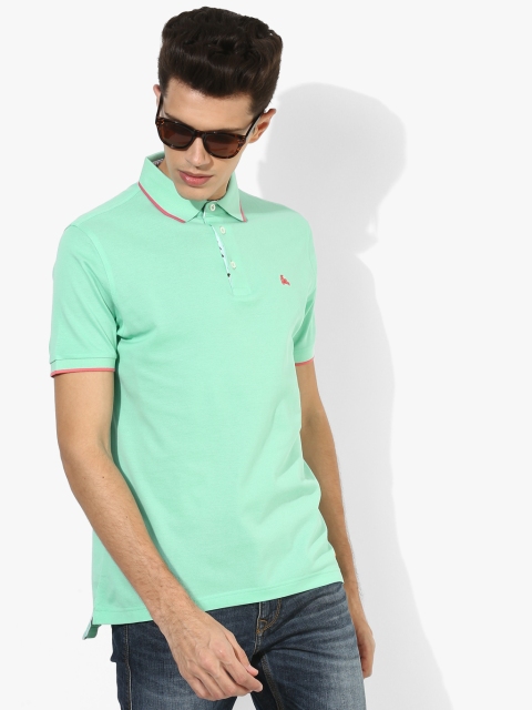 

SIMON CARTER LONDON Men Green Solid Polo Collar T-shirt