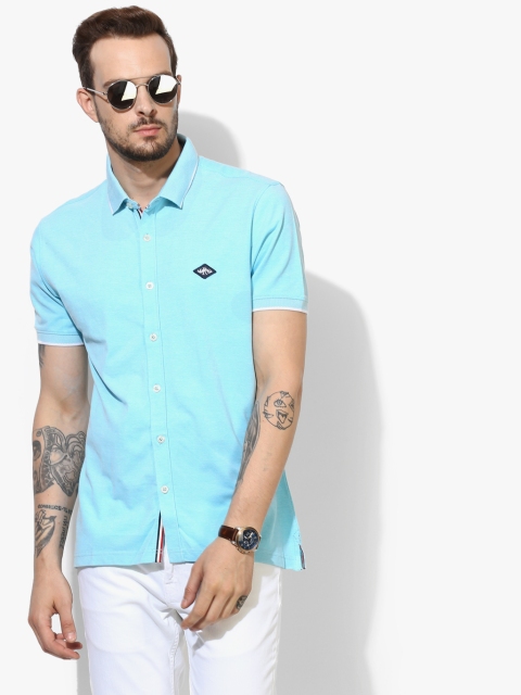 

Blue Solid Slim Fit Polo T-Shirt
