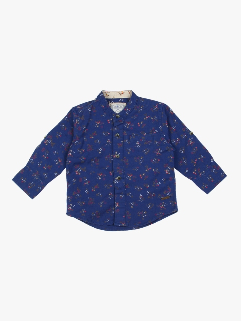

Blue Printed Regular Fit Casual Shirt