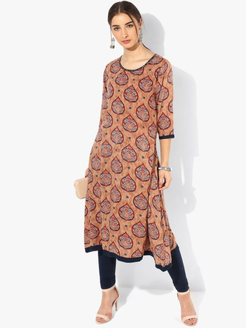 

Shree Women Beige & Navy Blue Printed Kurta