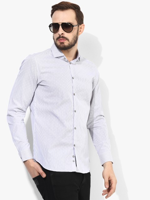 

Grey Striped Slim Fit Casual Shirt