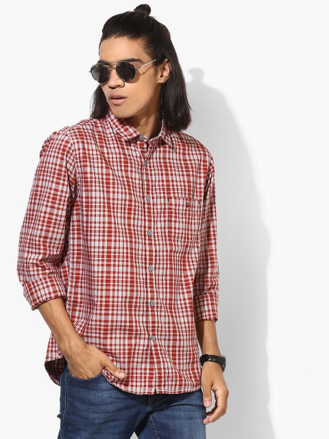 

Red Checked Slim Fit Casual Shirt