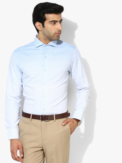 

Blue Self Design Slim Fit Casual Shirt