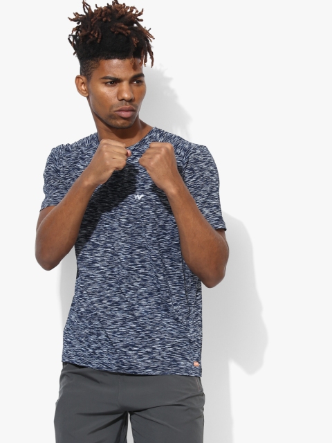 

Navy Blue Textured Round Neck T-Shirt