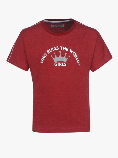 

Palm Tree Girls Red Printed Boxy Pure Cotton Top