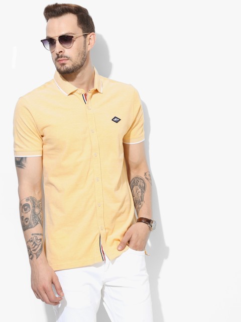 

Yellow Solid Slim Fit Polo T-Shirt