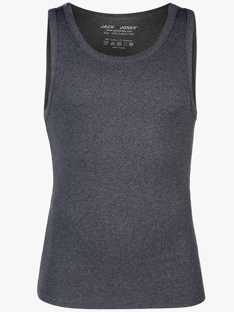 

Dark Grey Solid Round Neck Vest