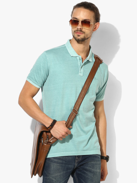 

Turquoise Solid Regular Fit Polo T-Shirt, Turquoise blue