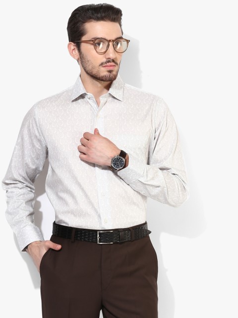 

Van Heusen Men Grey & White Slim Fit Printed Formal Shirt