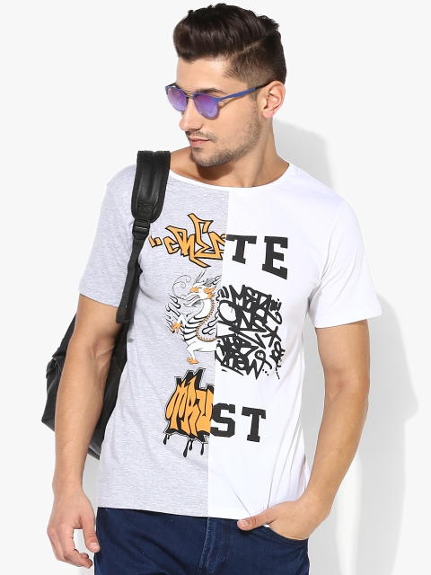 

White Printed Slim Fit Round Neck T-Shirt